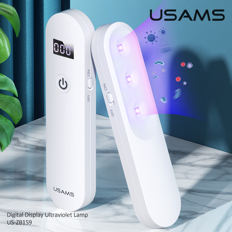 USAMS Mini Portable Handheld Sterilization Lamp HD Led Light 99.99% UV Ultraviolet Lamp UVC UVA Mask Disinfection Lamp