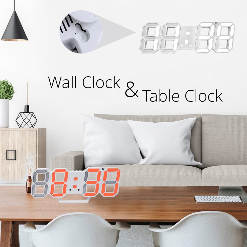 Horloge murale numérique LED, alarme, Date, température, rétro-éclairage automatique, Table de bureau, décoration de la maison, support, horloges suspendues à usage domestique