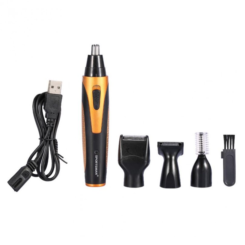 SPORTSMAN 4 In 1 USB Rechargeable Men Nose Ear Temple Hair Trimmer Electric Beard Eyebrow Hair Clipper Shaving Kits Hair Removal