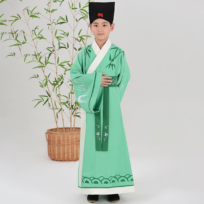 Kinderen Traditionele Kostuum Jongen Hanfu Gewaad Kleding Kids Tang-dynastie Oude Chinese Volksdans Kostuums Outfit: green / XS