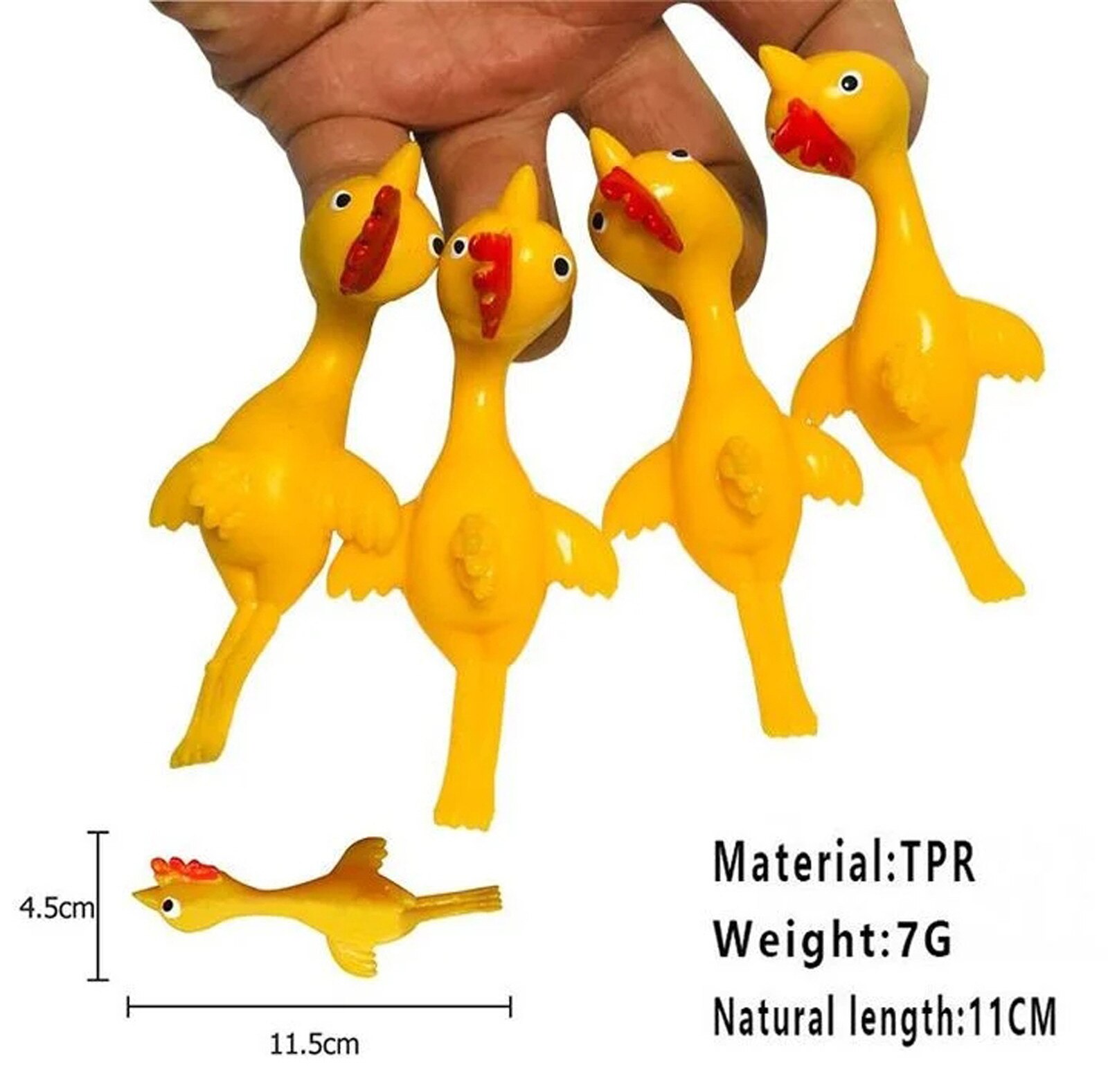Poulet en caoutchouc Flick poulet volant poulet Flingers extensible de noël jouet doux en caoutchouc nouilles élastique corde jouets: A-7PC