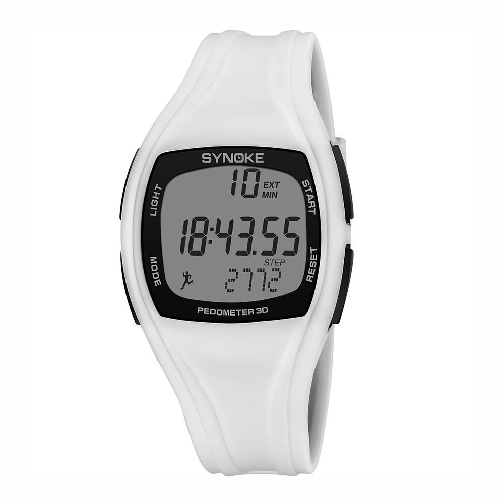 Sport Horloge Synoke Calorie Stappenteller Chronograph Outdoor Elektronische Digitale Horloges 50M Waterdicht Montre Reloj Relogio Klok: White