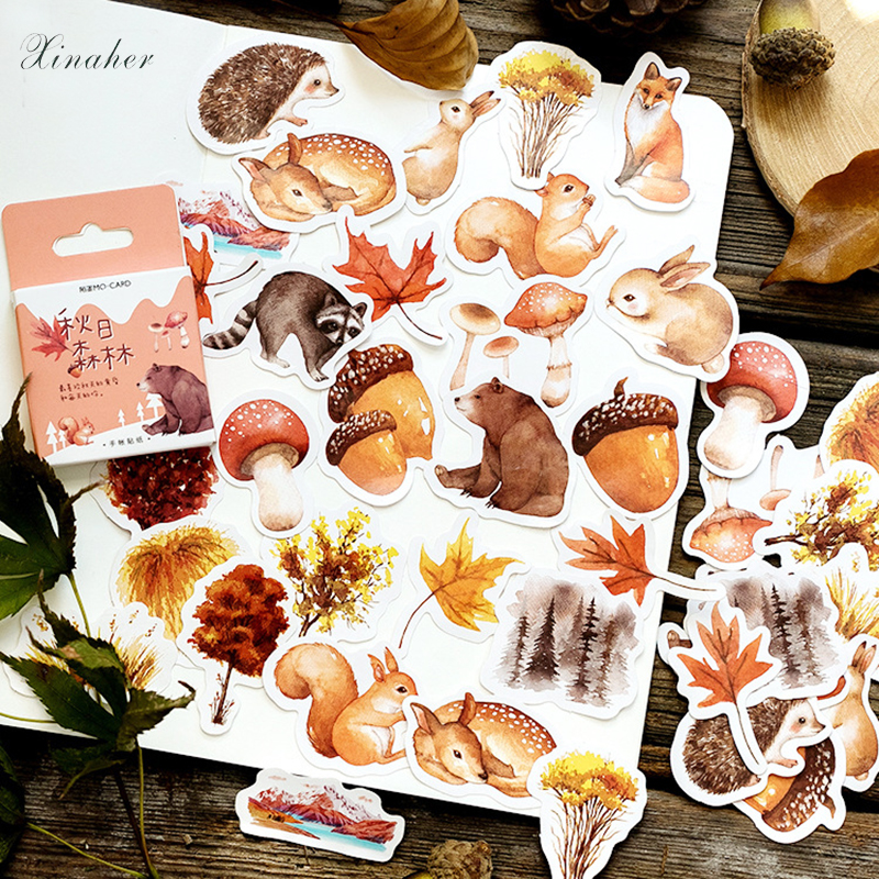 46 stks/partij herfst bos planten dieren Eekhoorn mini papier sticker pakket DIY dagboek decoratie sticker album scrapbooking
