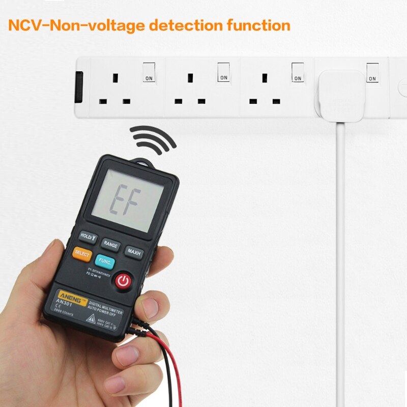 AN301 Mini Digital Multimeter AC DC Voltmeter Voltage Resistance Meter with LED