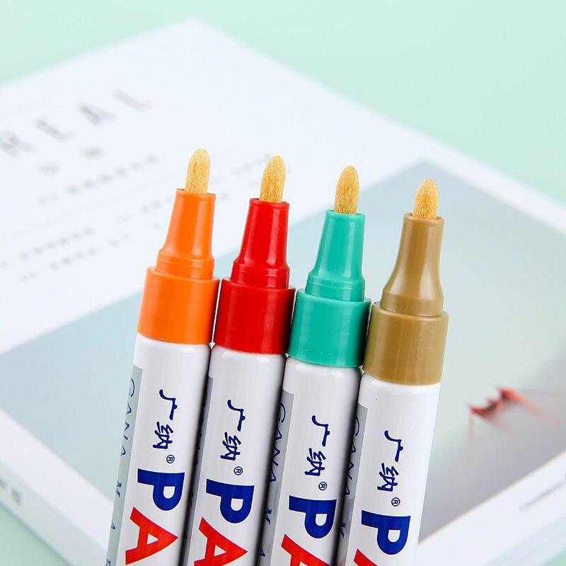 12 Colors Set Waterproof Car Tyre Tire Tread Rubber Metal Permanent Paint Marker Pen Graffti Oily Marker Pen Stationery Supplies