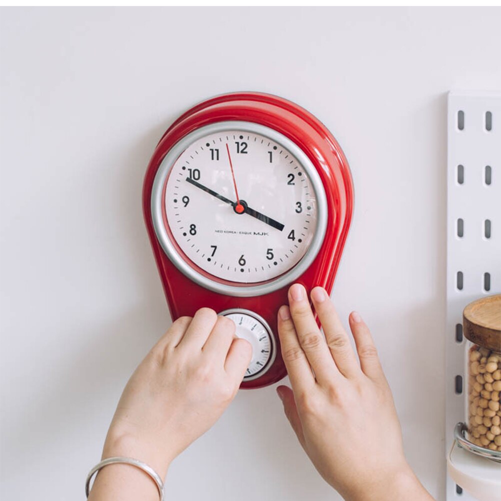 1pc Wall Clock Modern Reloj Pared Kitchen Timer Wall Clock Household Timer Modern Style Without Battery For Home (Red)