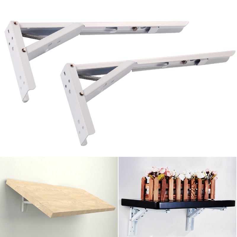Myhomera 2 stk trekantbeslag 195mm foldbare hyldebeslag justerbare vægmonterede tunge belastning metal bordstøtte foldning