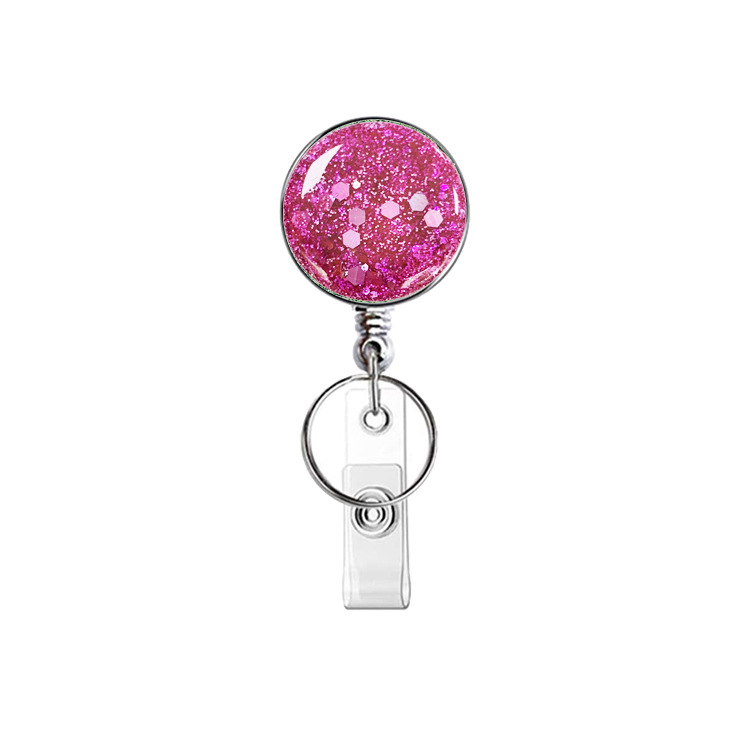 1Pcs Reels Key Chain ID Badge Holder Bling Credit Card Retractable Pull Badge Reel ID Lanyard Name Tag Card Badge Holder: Purple