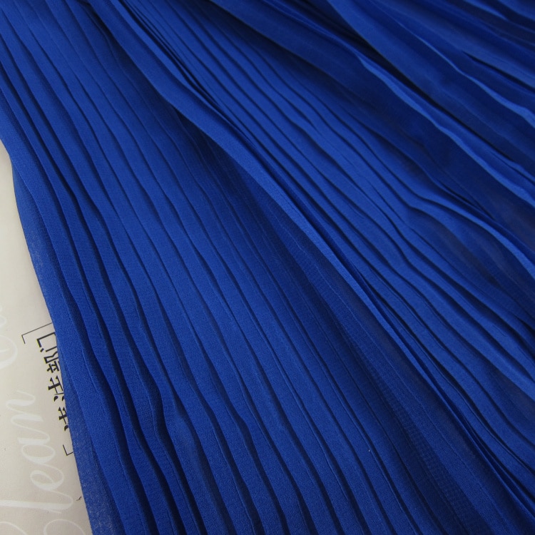 3 Meters 150CM 59" Wide royal blue Ruffled Pleated Chiffon Fabric Solid Dress Clothes Materials LX84 1/0.5