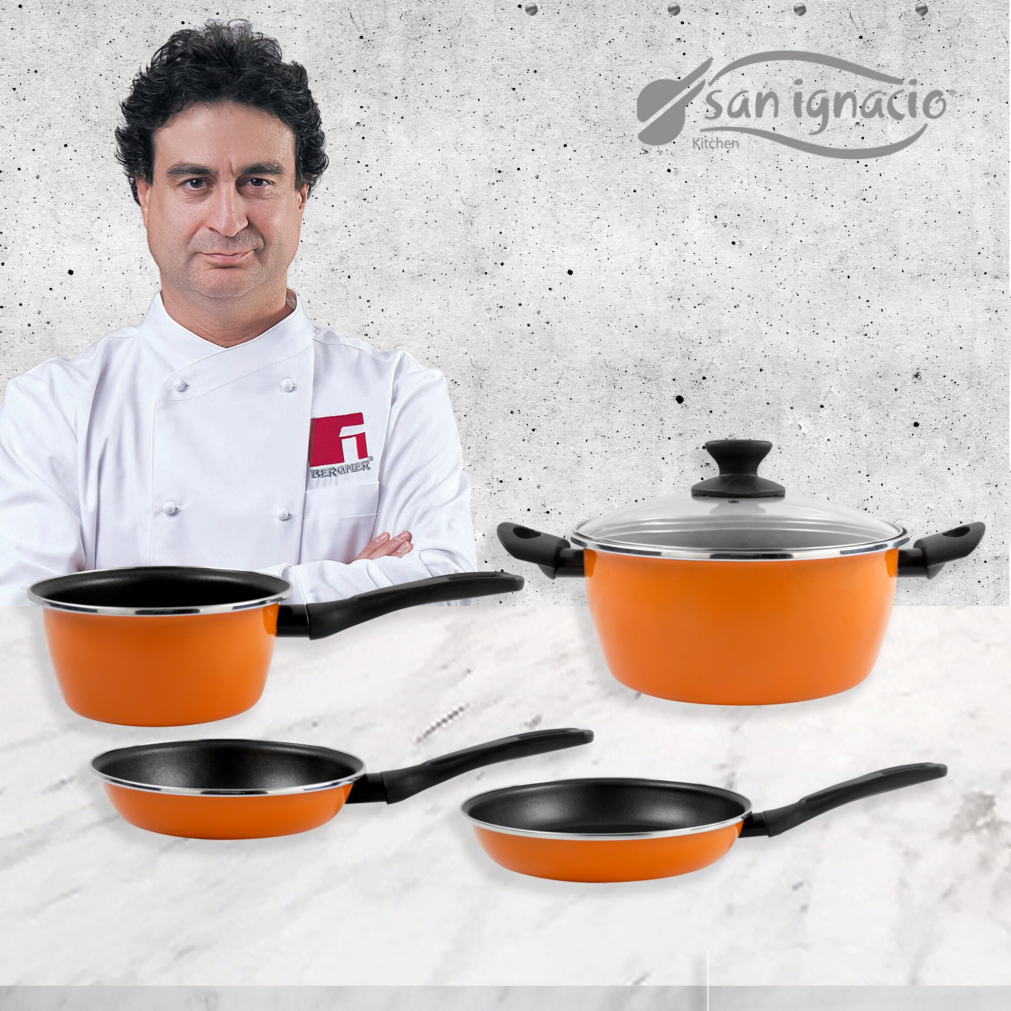 Sartenes y cacerolas en varios tamaños fabricadas en acero esmaltado SAN IGNACIO coleccion Sunset