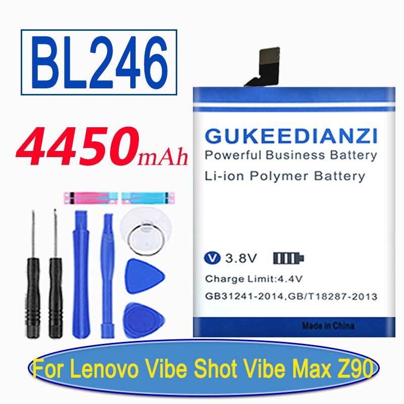 Batería BL250 para Lenovo VIBE S1, S1c50, S1, A40, VIBE Z, K910, s1a40, K6, X2, X2-TO, VIBE X, S960, vibración máxima, Z90, Vibe, K6: BL246