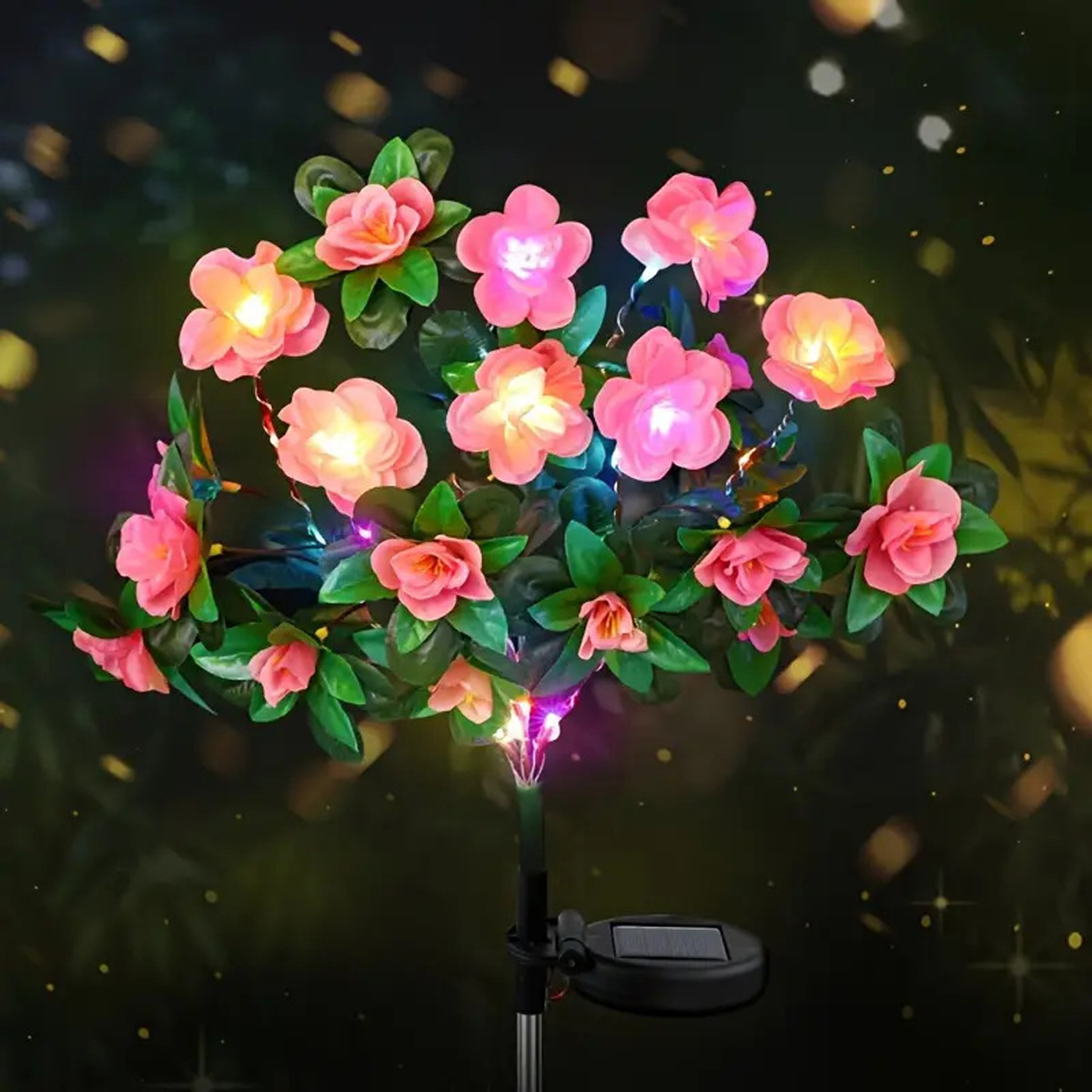 LED lumière solaire étanche azalée fleurs solaires lampe extérieure décorative pour jardin cour pelouse chemin éclairage mariage décor: ROSE / 6-10W