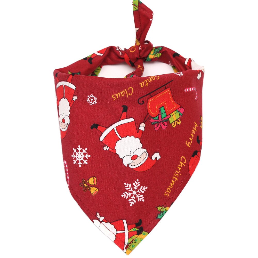 1PC Pet Bibs Saliva Towel Christmas Costume Decor Hats For Cat Dog Christmas Pet Bandana Santa Pattern Triangle Scarf QA 232