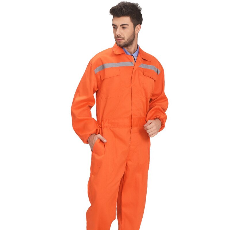 Mechanic Wear Coverall Men Workwear With Reflective Tapes Working Overall For Men: Orange / XL-175