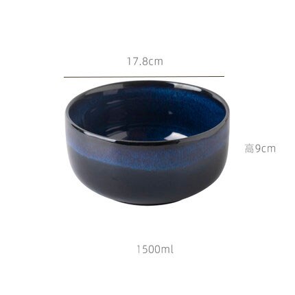 KINGLANG Japanese Style Star Blue Color Kiln Glazed Ceramic Rice bowl Udon Ramen Soup Bowl: 7inch Bowl