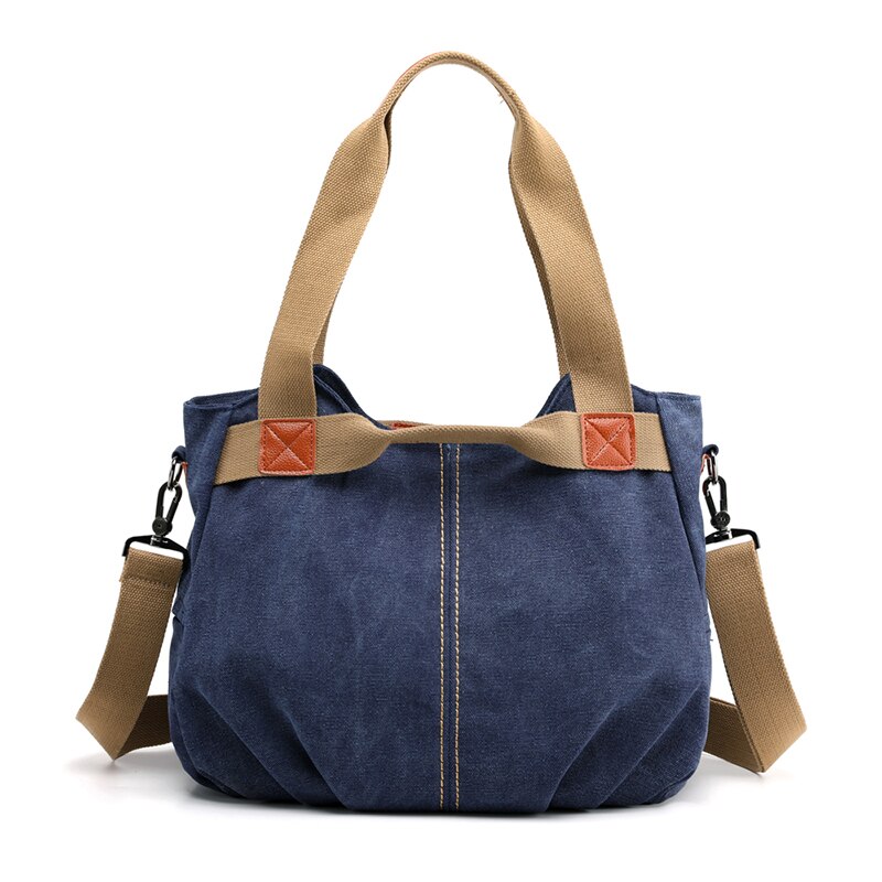 Canvas Hobos Bag Women Handbags Female Large Capacity Leisure Shoulder Bags for Travel Weekend Outdoor Bolsas Colors: Blue