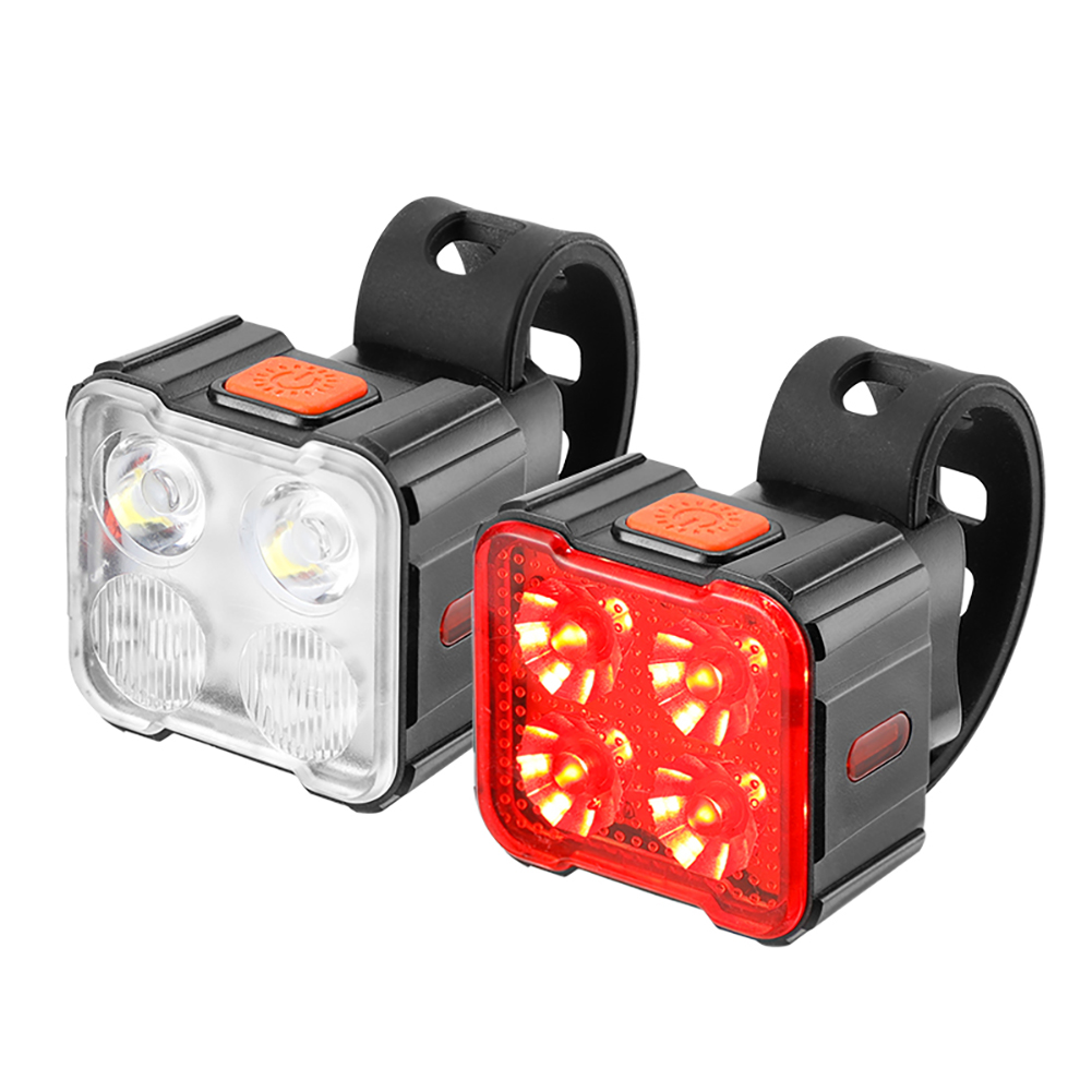 Luces delanteras y traseras para bicicleta, faro impermeable para bicicleta, luz trasera para ciclismo tipo C, recargable por USB, linterna para bicicleta de alto brillo: Rojo