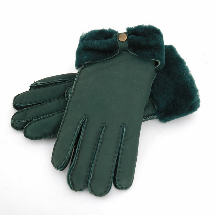 Guantes gruesos de lana y piel de oveja para mujer, manoplas cálidas a la , de rusa, 100% piel de oveja, para invierno