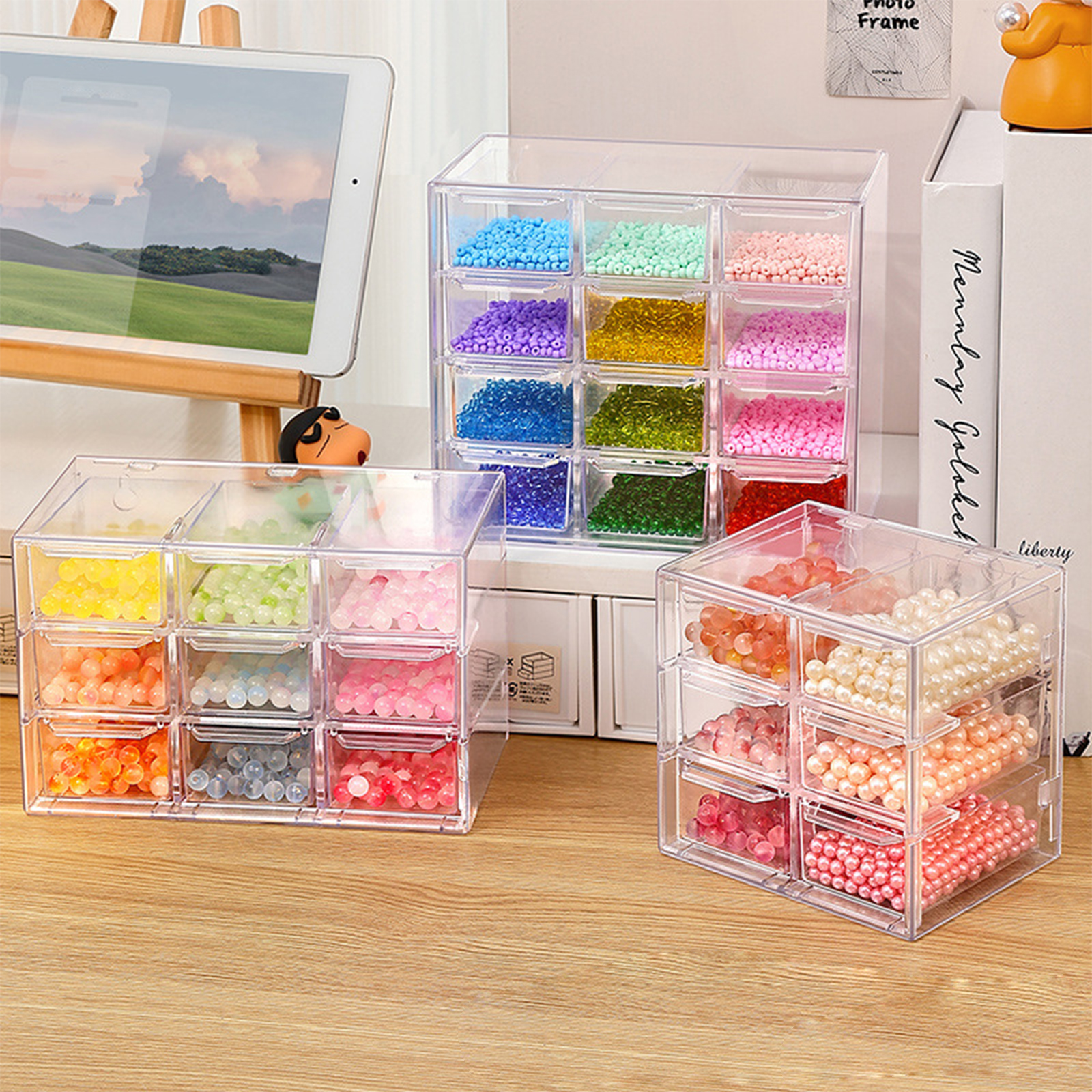 Mini Melevufor Desk Beads Evalubox, Craft Evaluproximity wers for Home, DIY Crafts Organization, Transparent