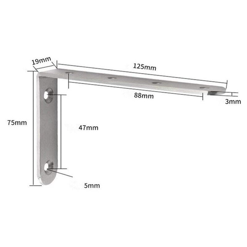 10PCS Encapsulated Stainless Steel Heavy-Duty L Shaped Gusset Furniture Corner Shelf Shelf Bracket Wall Mount Bracket