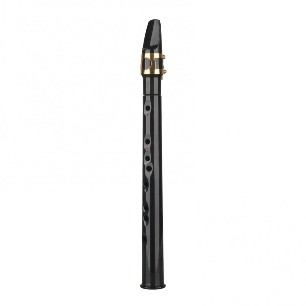 Saxofón de bolsillo portátil de plástico para entrenamiento, instrumento de saxo con lengüetas, bolsa de transporte, pastas de diente para principiantes: Negro