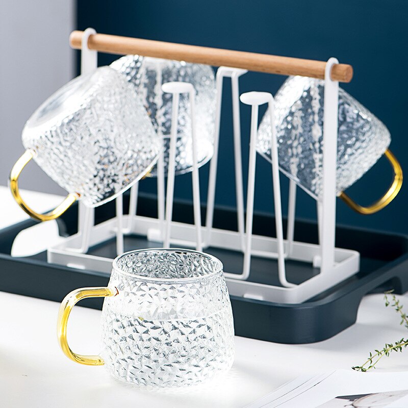 Styl japońnarty szklanki herbaty ręcznie żaroodporne mody młotkiem ziarna wody szklane filiżanki filiżanki robić kawy mleka kubek z uchwytem