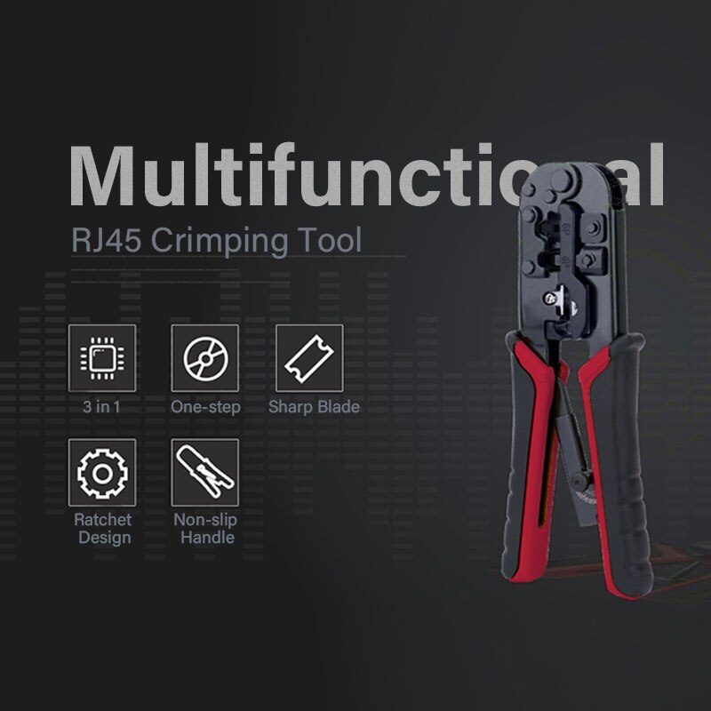 ZoeRax 3 in 1 Crimper Tool Crimping Plier Network Crimper for CAT7/CAT6/CAT5e UPT/STP Modular Plugs with RJ45 8P8C Connector