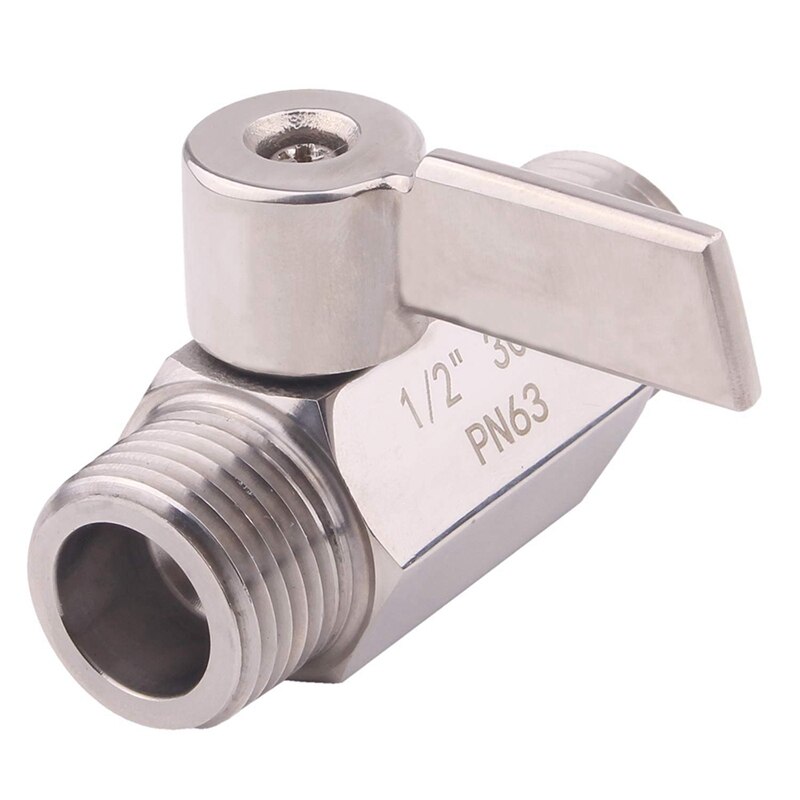 Stainless Ball Valve 1/2 Inch NPT Thread Male Small Mini Ball Valve Water Flow Regulator Head Control Valve