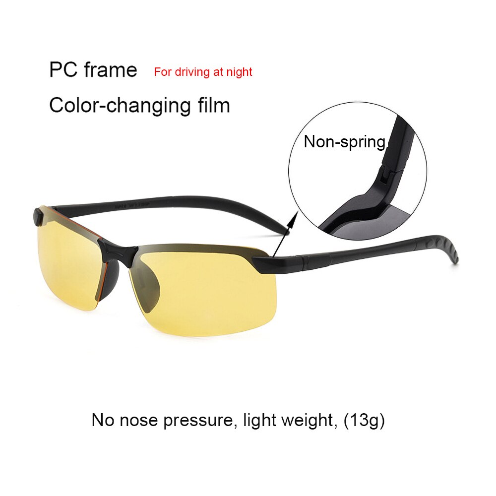 Photochromic Lens Driver Goggles Anti-glare Anti-UV Night Enhanced Light Glasses Sunglasses Goggles Car Accessor: yellow
