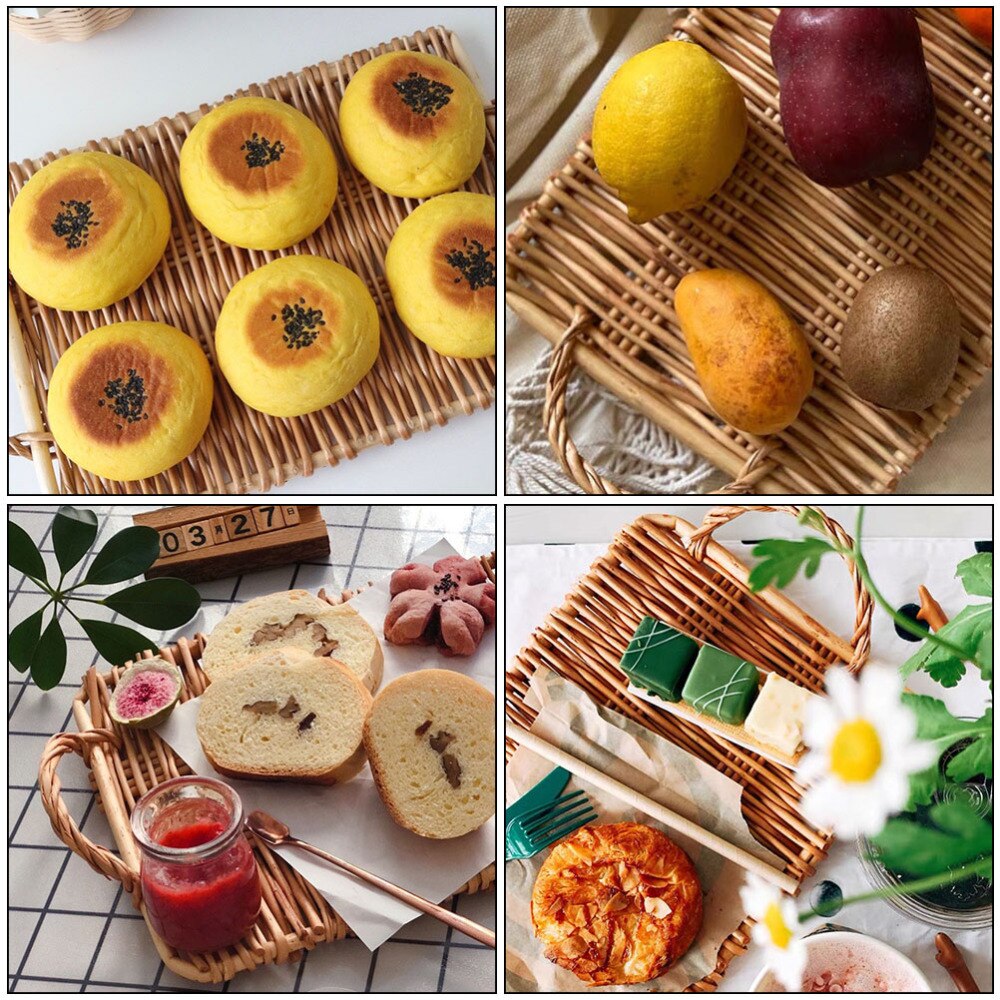 1pc Food Service Plate Restaurant Food Tray Dual-ear Food Plate