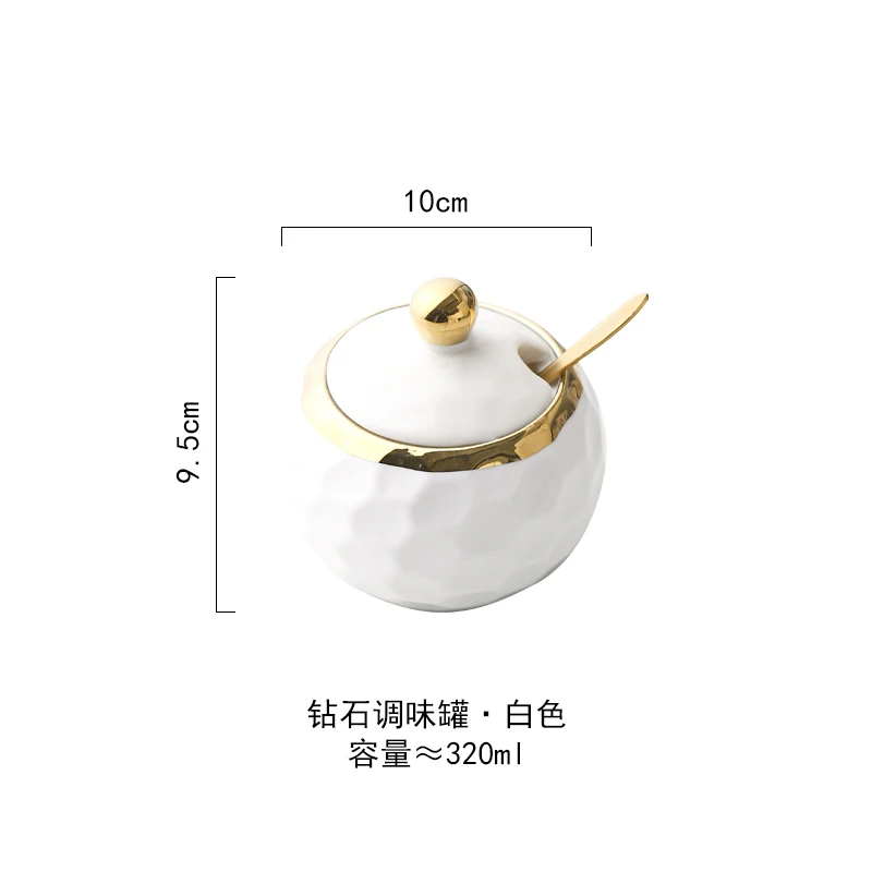 Ceramic Seasoning Jar with Spoon Kitchen Seasoning Storage Box Salt and Pepper Jar Household Storage Jar Ceramic Box Bottle: Orange
