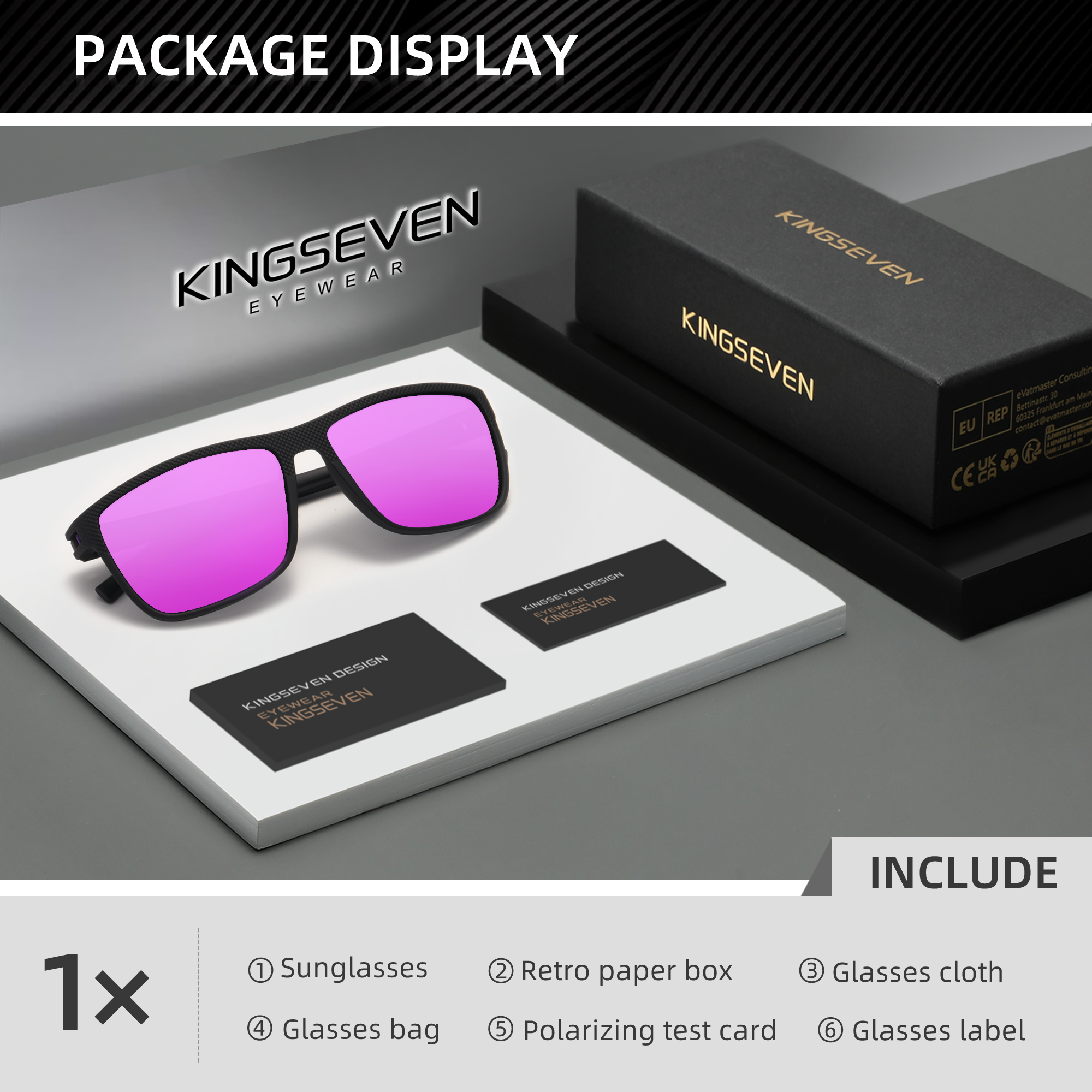 KINGSEVEN Gafas de sol polarizadas Anti-UV400 para hombre, gafas cuadradas de para conducir, gafas para mujer UV400: Morado