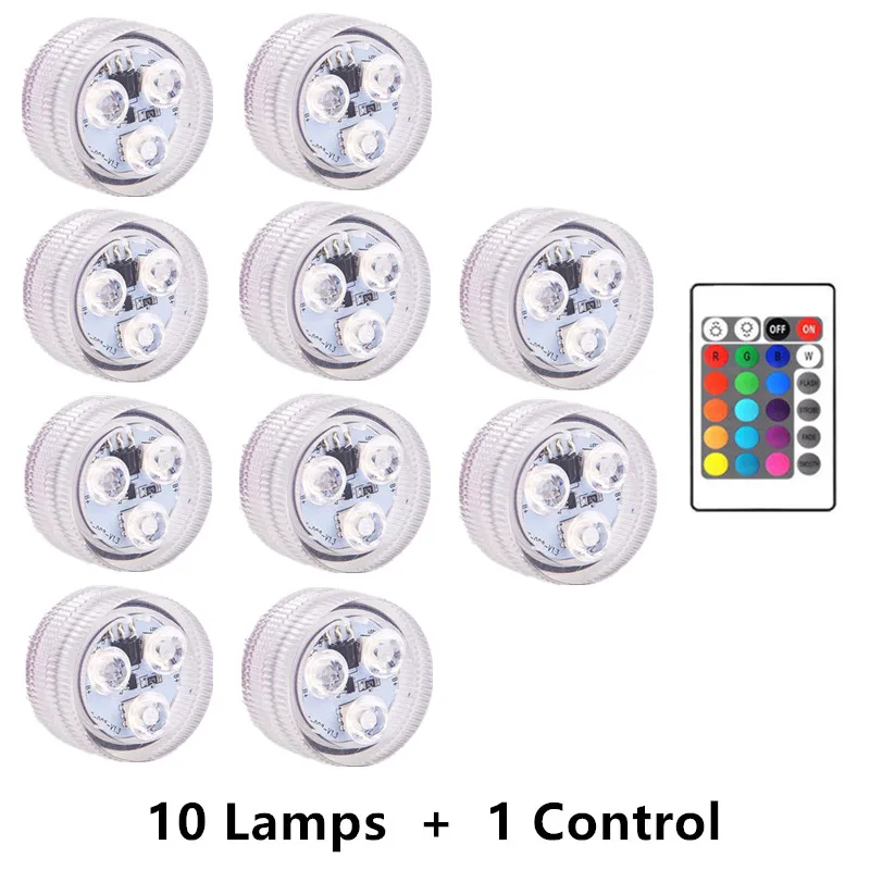Fernbedienung CoSubmersible 3 LED Unterwasser Licht Mit Batterie RGB Nachtlicht Für Aquarium Schwimmbad Hochzeit Party Lampe: WHITE