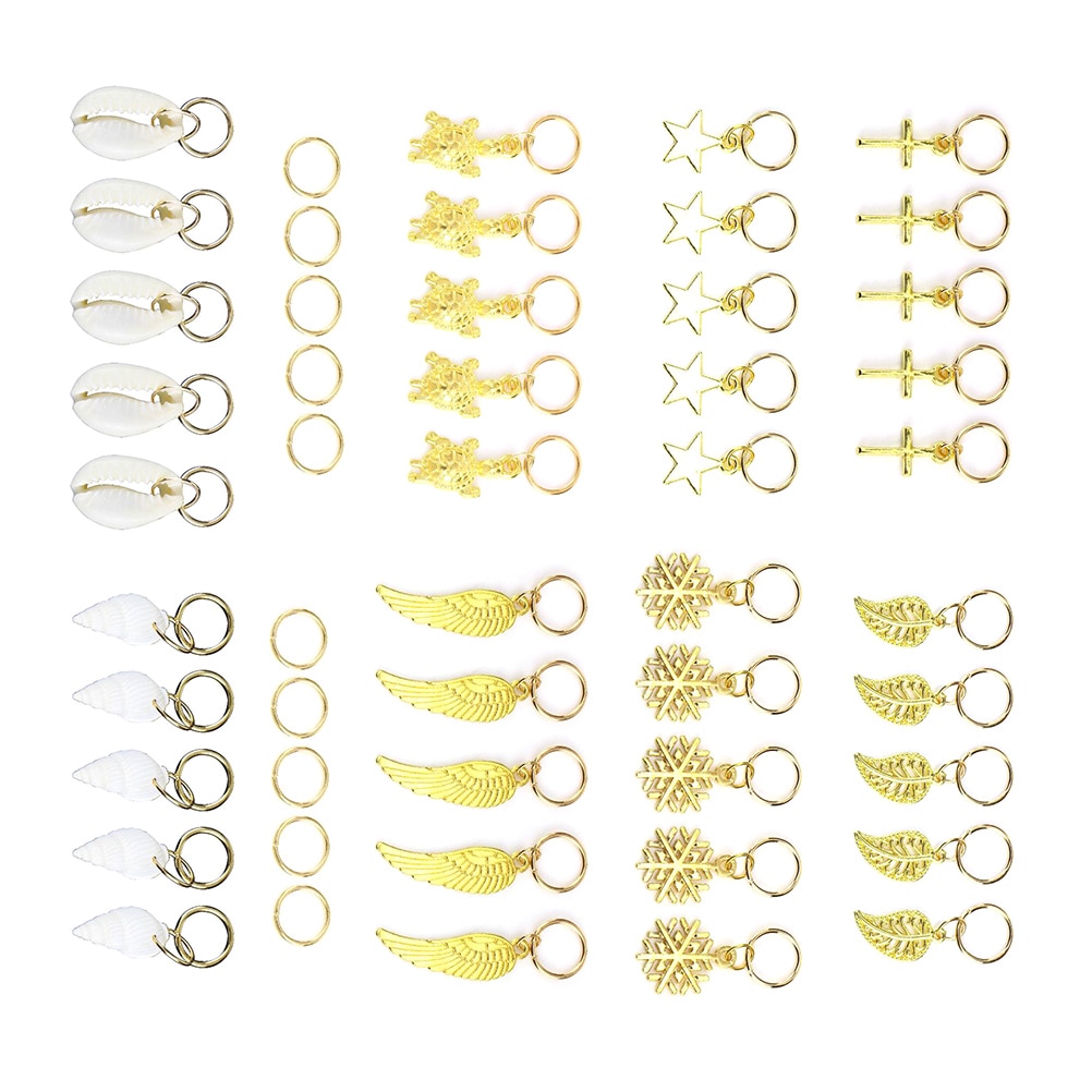 50 szt. Pasmo włosów pierścionki z biżuterią łatwe w użyciu polerowane, wytrzymałe pierścienie z wieloma plecionkami zawieszki robić włosów akcesoria robić włosów