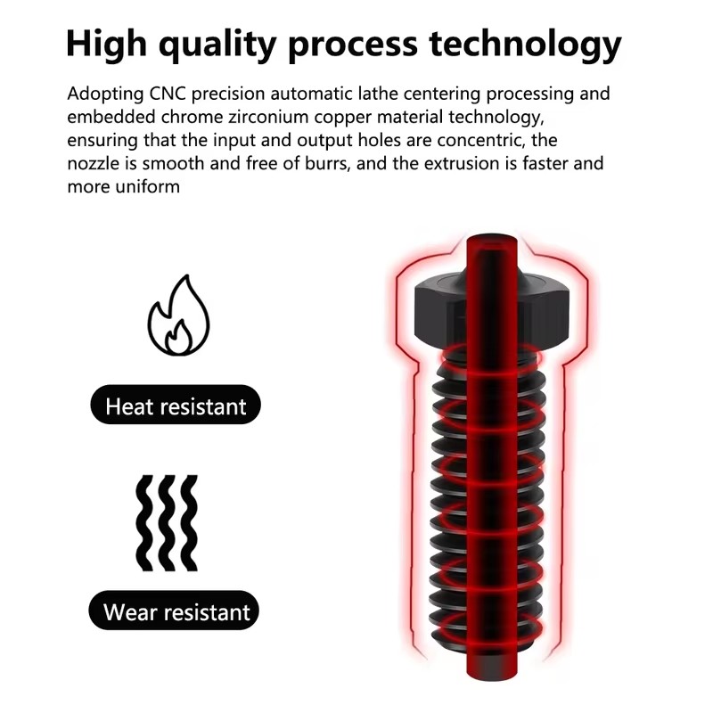 Buse volcanique E3D en acier dur, laiton plaqué PTFE, impression 3D pour artillerie Vyper Sidewinder X1 et X2 Genius Pro Hotend