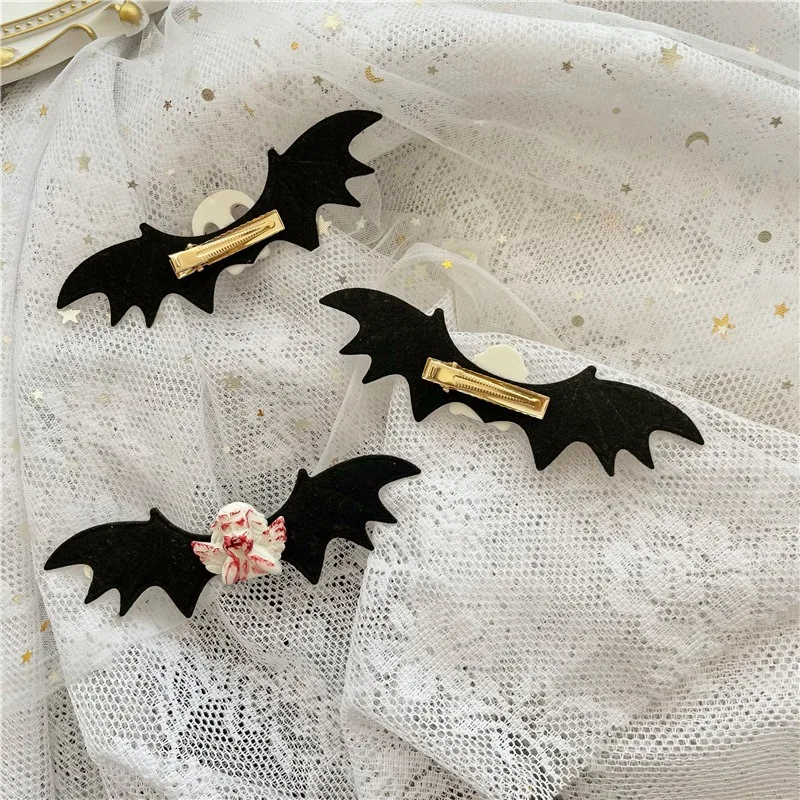 4 st halloween svarta fladdermushårspännen  y2k gotiska dödskallehårspännen punk fladdermus djävulsvinge bobby pin flickor harajuku mörk lolita huvudbonad