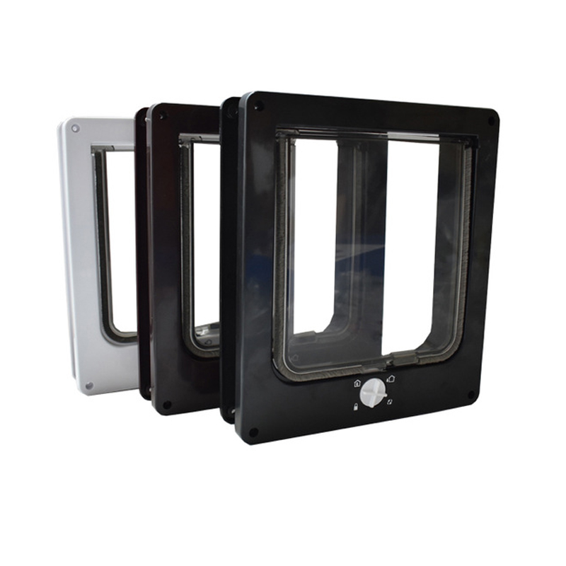 4 Way Lockable Pet Dog Cat Door ABS Plastic Security Flap Door for Small Animal Pet Cat Dog Gate Protect Pet Safe Supplies