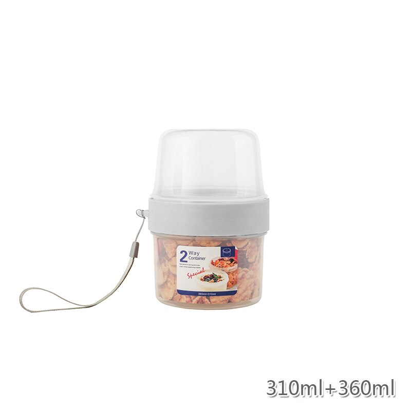 Lock double-decker storage box portable yogurt salad fruit box plastic sealed can lunch box snack food supplement box: C