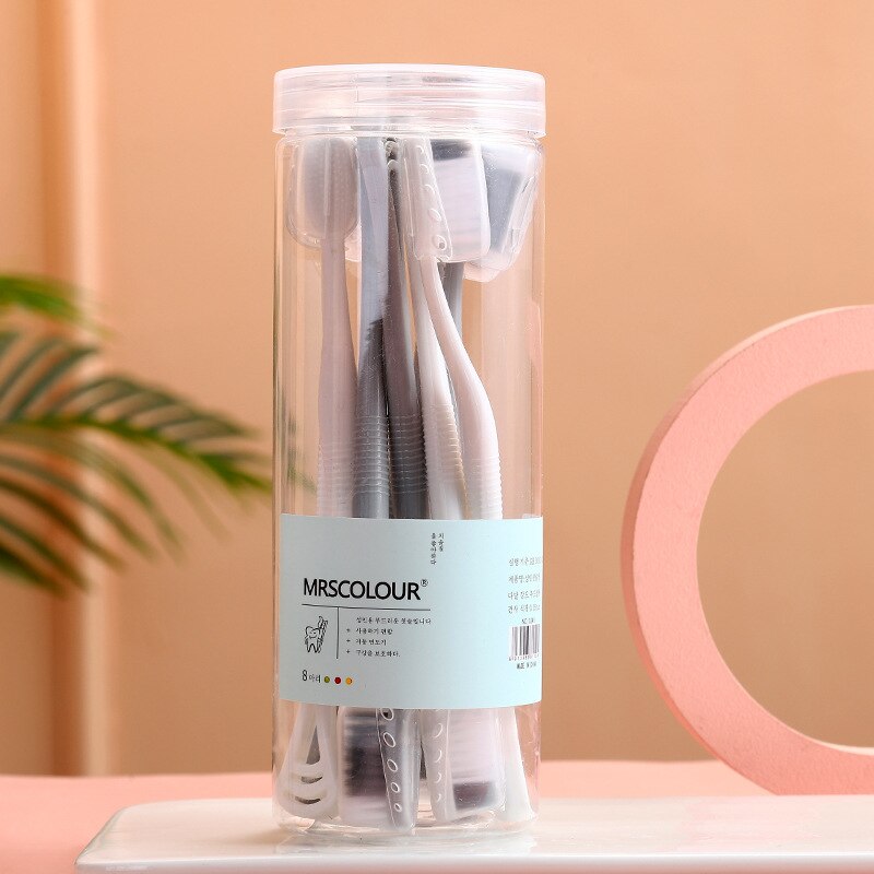 8PC Soft Bristle Color Toothbrush Can Clean Tongue Coated Toothbrush Multifunctional Home Toothbrush Travel Toothbrush: 8pc Style2