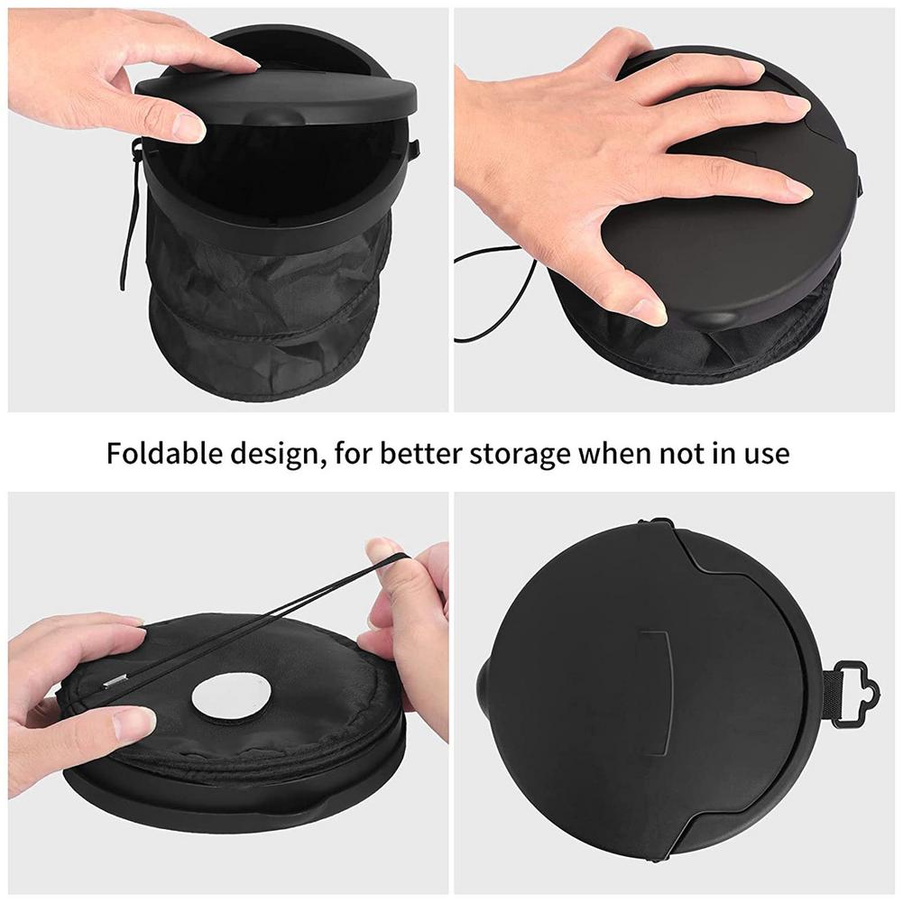 Car Trash Can With Lid Leak-Proof Collapsible Auto Trash Bin Car Storage With Cover Foldable Car Trash Can Automotive Supplies