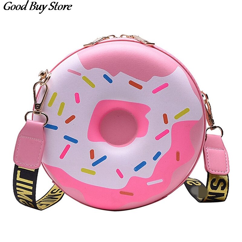 Donut Shape Shoulder Bag Girls Cute Leather Crossbody Bags Round Handbags Purses Women Mini Casual Travel Pouch Bolsa Handbag: A / L