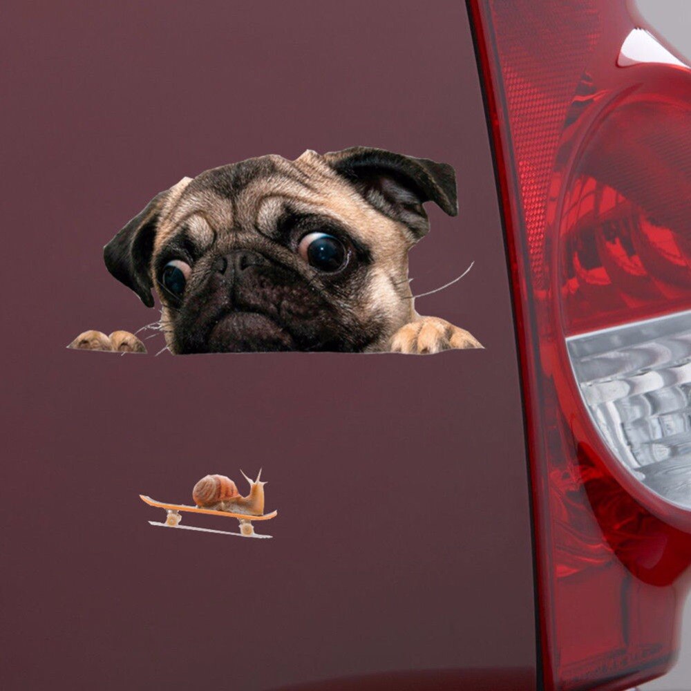 3D Pug Dog PVC Car Stickers For Laptop Decal Fridge Skateboard Kitchen Cute Home Decor Waterproof Cute Vinyl Decal #279320