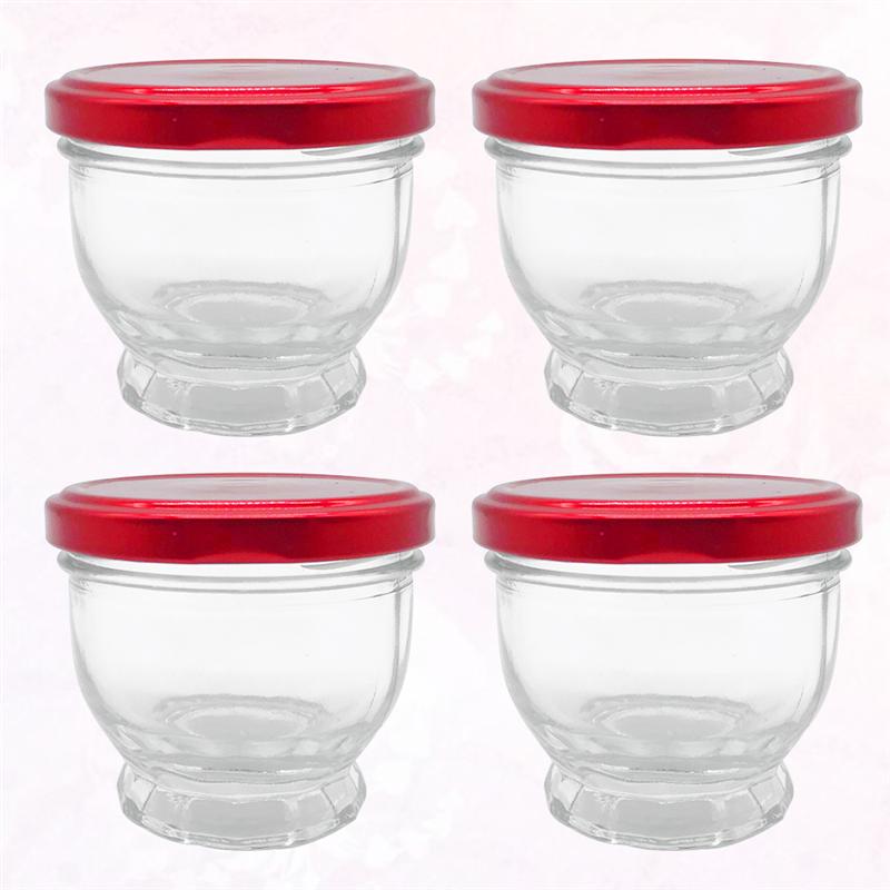 4 stuks unieke glazen bekers, transparante yoghurtbekers, eenvoudige puddingmelkbekers voor thuiskeukens en restaurants