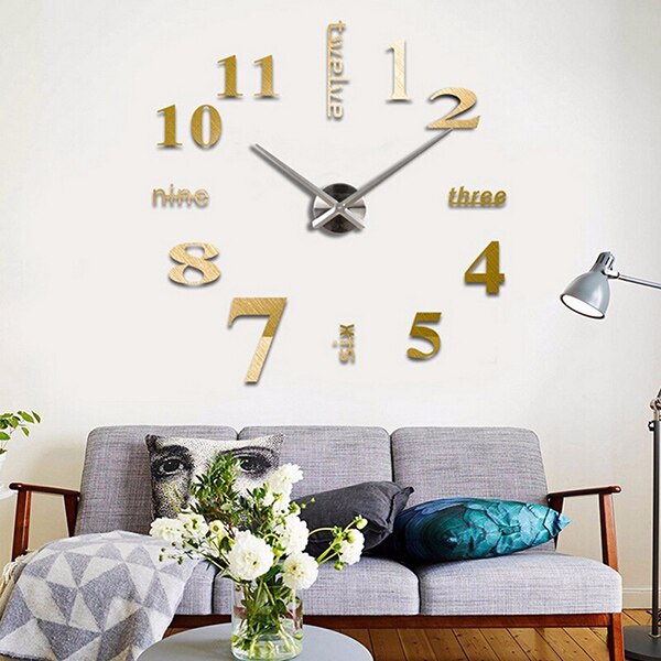 3D DIY Clock Mirror Wall Stickers Hour hand Minute hand Digital Personality Art For Kids Room Living Room TV Backdrop: G