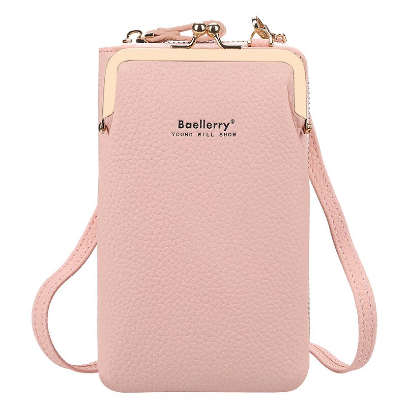Baellerry Small Shoulder Crossbody Bag Women Cellphone Bag Daily Use Card Holder Phone Purse female Wallet Yellow Bolsas: N8601pink
