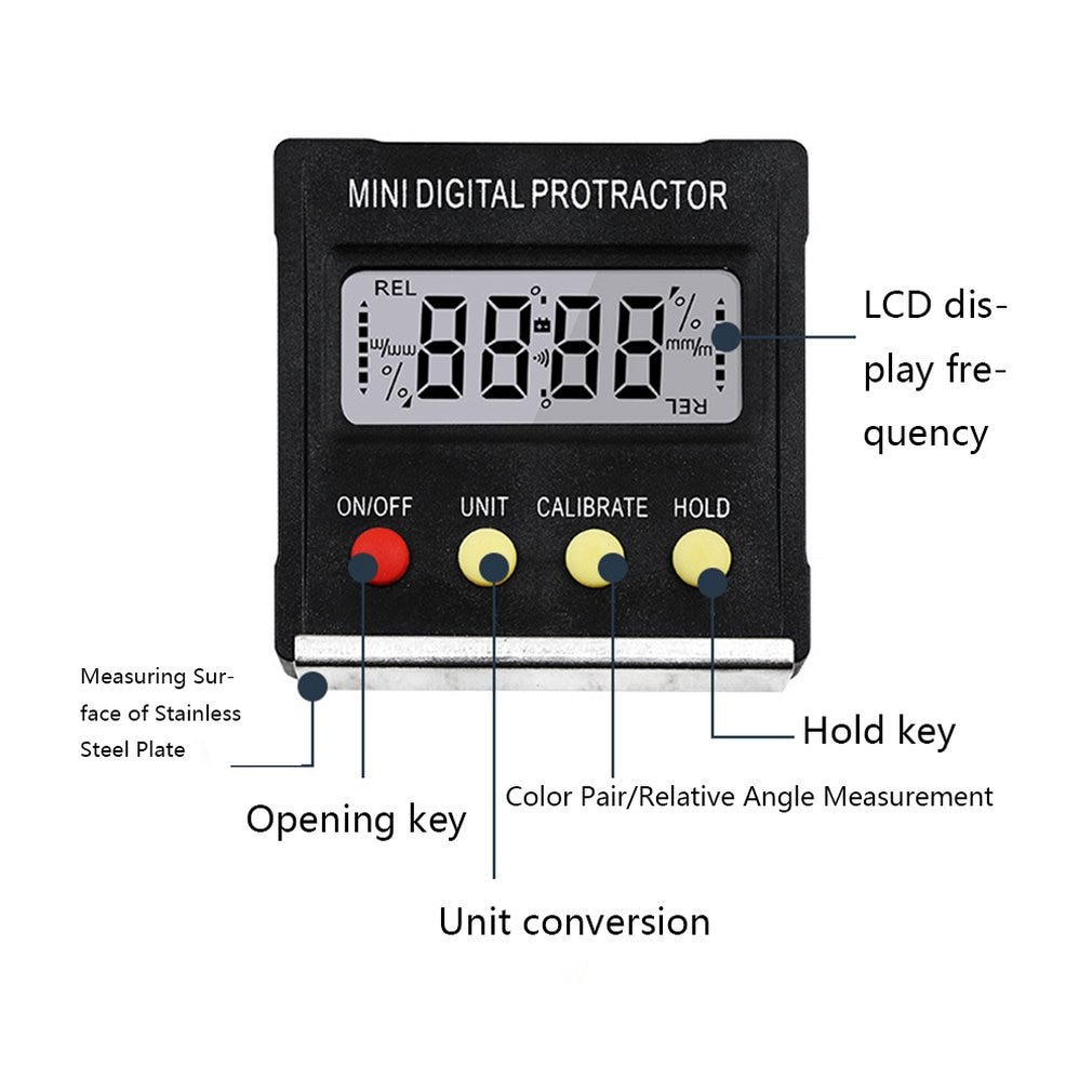 360Degree Mini Digital Protractor Inclinometer Electronic Level Box Magnetic Base Measuring Tools