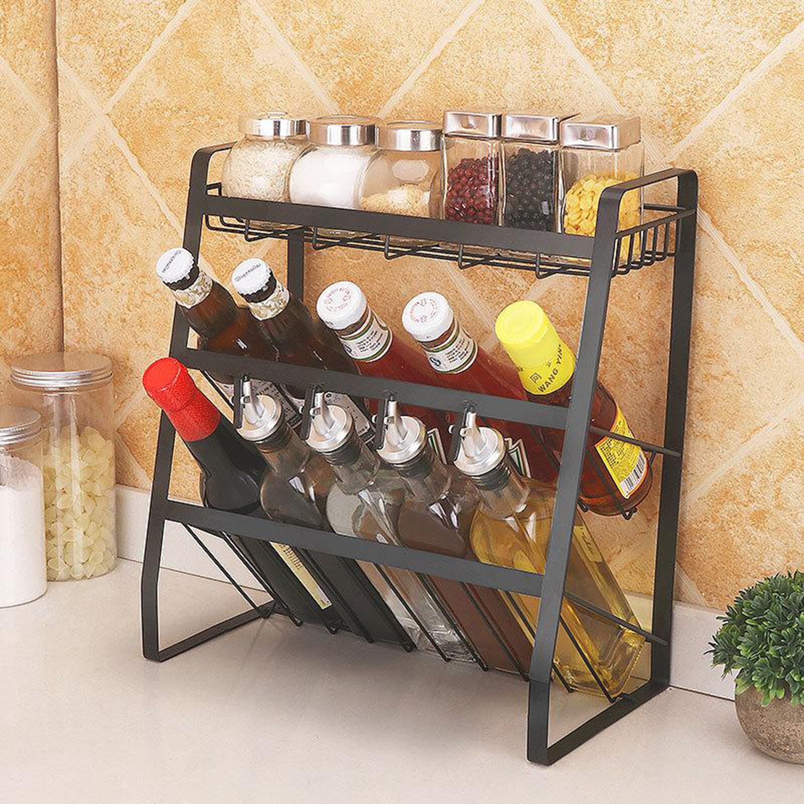 3-Tier Stainless Steel Free Standing Spice and Herb Rack,Kitchen Shelf Organiser