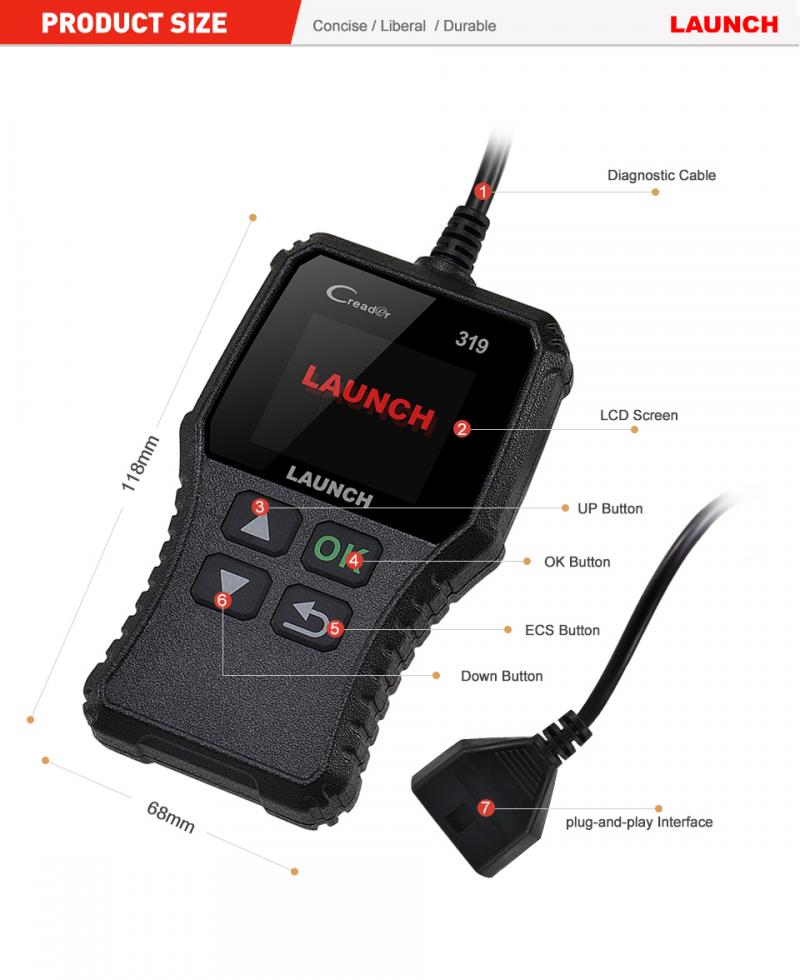 LAUNCH CR319 OBD2 Scanner Support Full OBD II/EOBD Launch Creader 3001 Auto Scanner diagnostic PK CR3001 ELM327 CR419 CR519