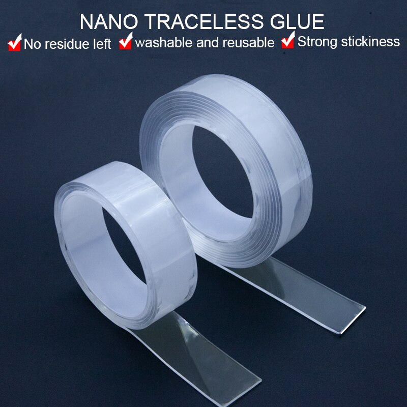 Nano Magic Tape Double Sided Tape Transparent Reusable Washable Waterproof Adhesive Tape Cleanable Furniture Protect Sticker