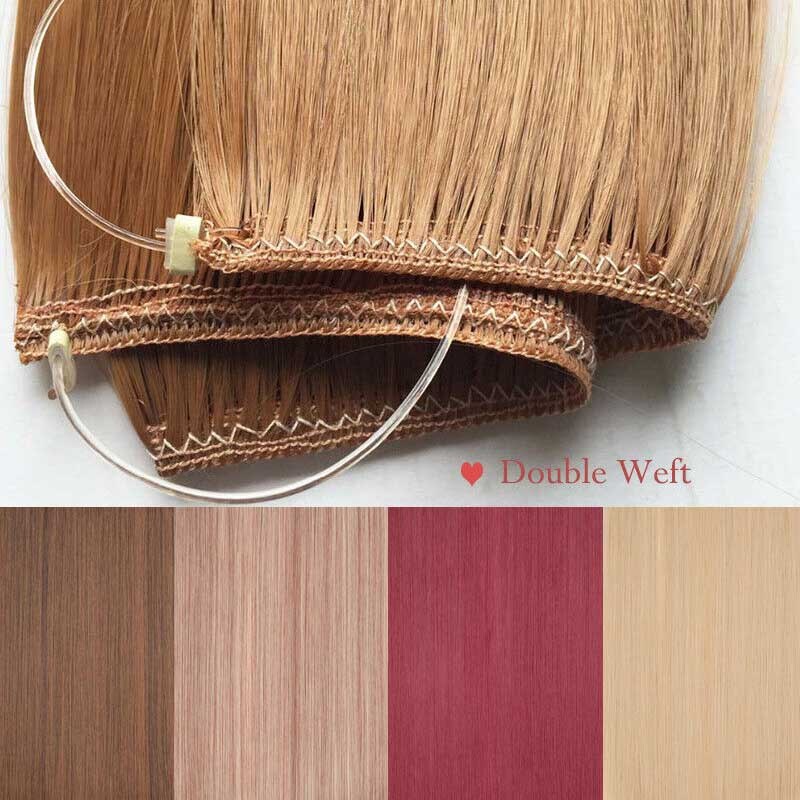 24 pouces vague Halo Extensions de cheveux Invisible Ombre Bayalage synthétique naturel secousse caché Secret fil couronne gris rose